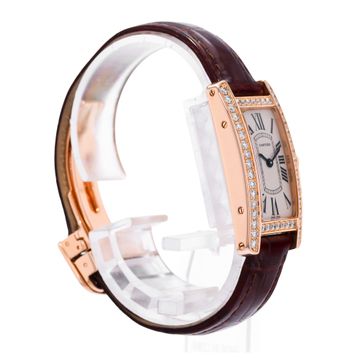 Cartier Tank Americaine WB707931 2503 Rose Gold Silver Dial 19x35 Quartz