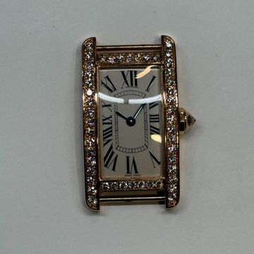 Cartier Tank Americaine WB707931 2503 Rose Gold Silver Dial 19x35 Quartz