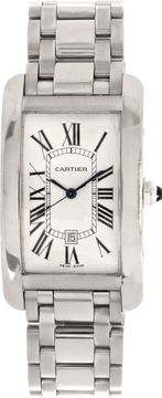 Cartier Tank Americaine 2521 18k White Gold White dial 27mm Automatic watch Cartier Tank Americaine 45mm 2521