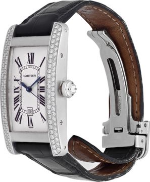 Cartier Tank Americaine 1726 18k White Gold 33mm auto watch