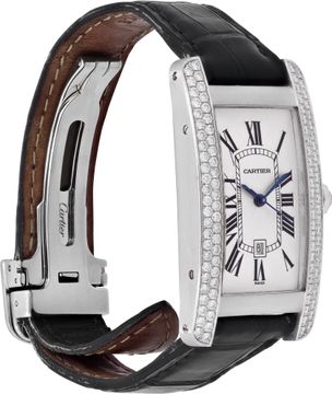Cartier Tank Americaine 1726 18k White Gold 33mm auto watch