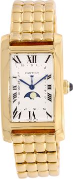Cartier Tank Americaine ""Phase de Lune" 18k" 819907 18k Ivory color dial 31mm Q Cartier Tank Americaine ""Phase de Lune" 18k" 31mm 819907 Mens Watch Collection