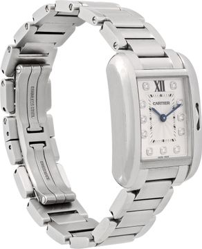 Cartier Tank Anglaise w4ta0003 Stainless Steel Silver Guilloche Diamond dial