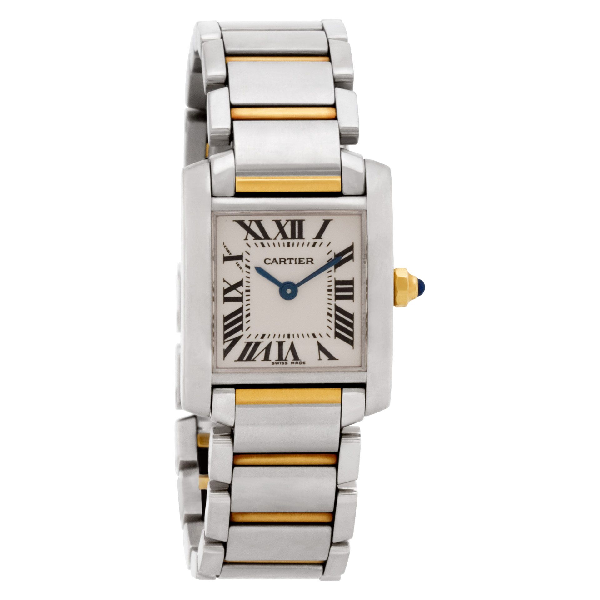 Preowned Cartier Tank Francaise 345520CD 18k & Steel, White