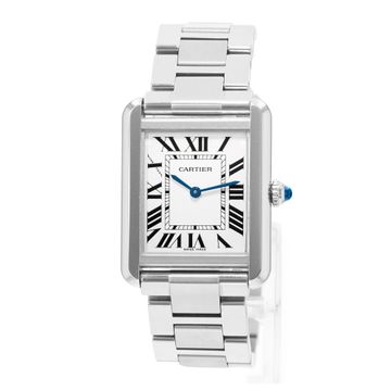 Cartier Tank Solo W5200013 3170 Steel Silver dial 24x31mm Quartz