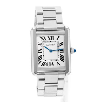 Cartier Tank Solo W5200013 3170 Steel Silver dial 24x31mm Quartz