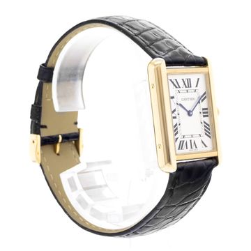 Cartier Tank Solo W1018855 2742 Yellow Gold Silver dial 27x34mm Quartz