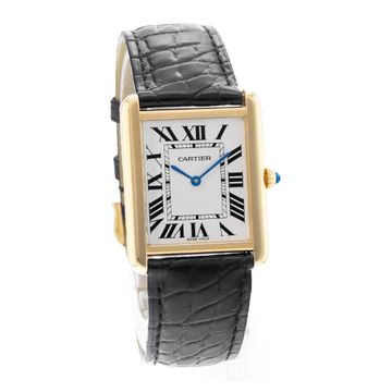 Cartier Tank Solo W1018855 2742 Yellow Gold Silver dial 27x34mm Quartz