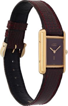 Cartier Tank Vermeil 3 66001 Gold Plate Bordeaux dial 21mm Quartz watch