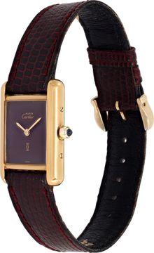Cartier Tank Vermeil 3 66001 Gold Plate Bordeaux dial 21mm Quartz watch