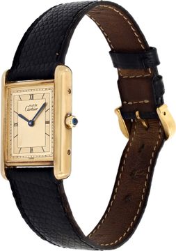 Cartier Tank Vermail on a leather strap