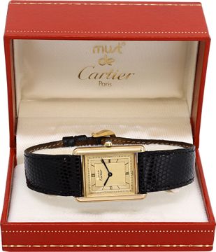 Cartier Tank Vermail on a leather strap