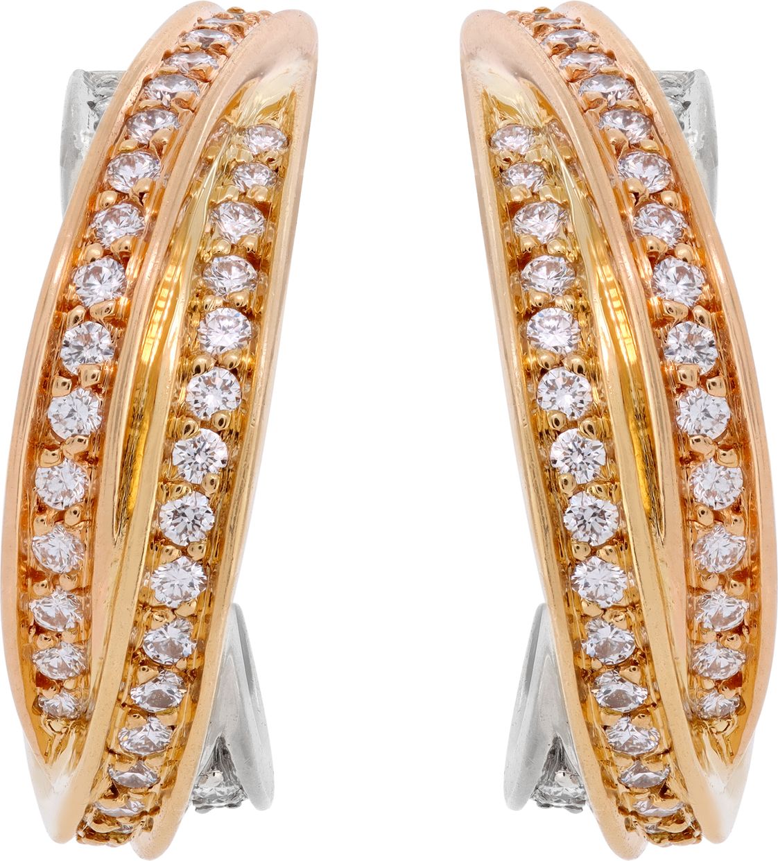 Cartier Trinity diamond hoop earrings in 18k | Gray & Sons