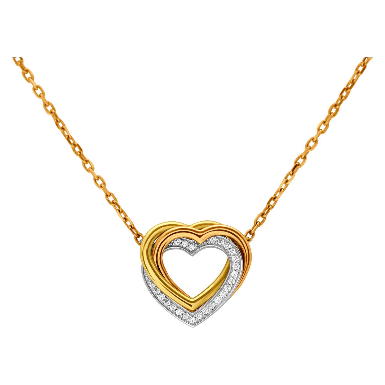 Cartier Trinity heart necklace in 18k rose, yellow & white gold