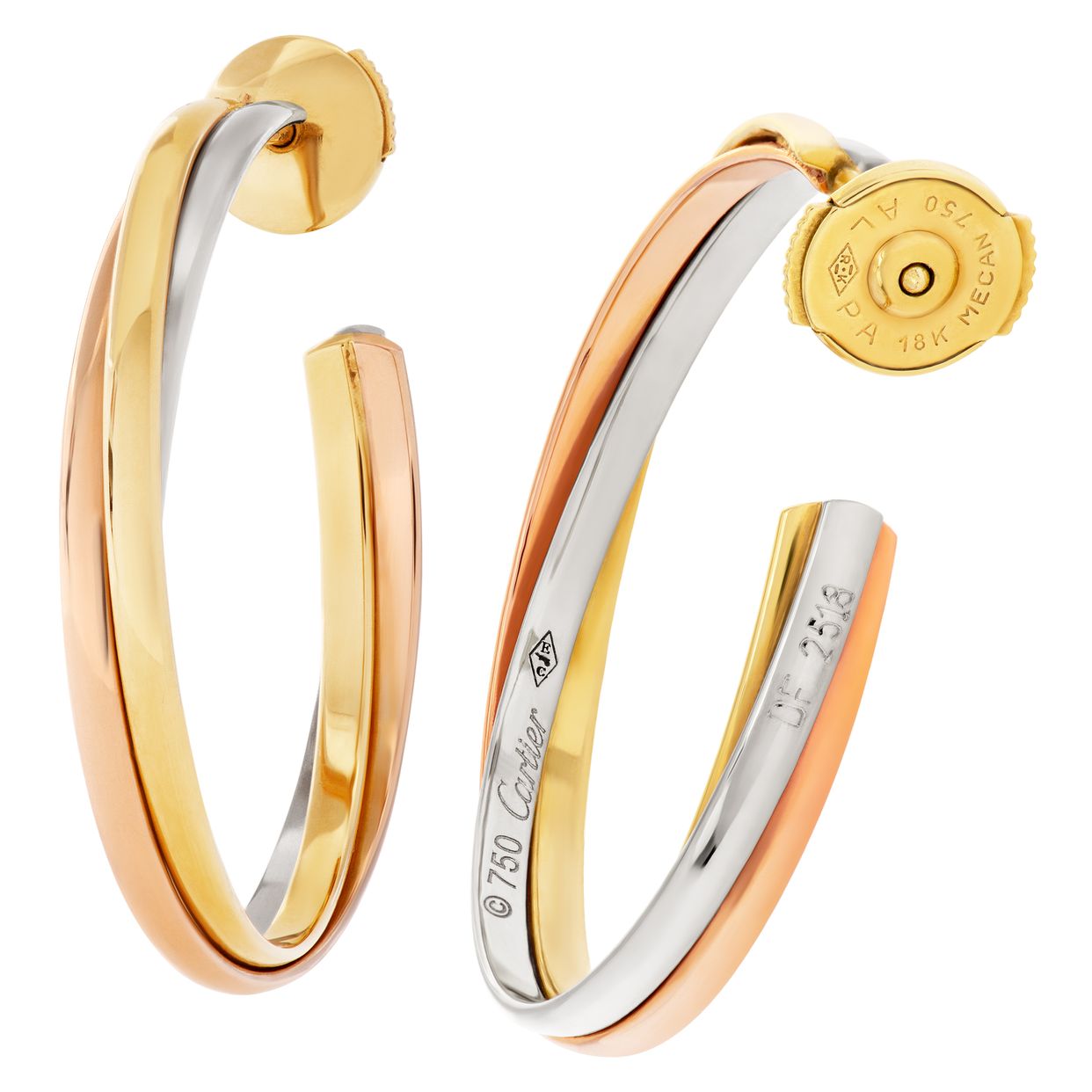 【Cartier】Trinity Earrings White GoldPink Yellow カルティエ CARTIER 18K Pink Yellow White Gold Small Trinity Earrings