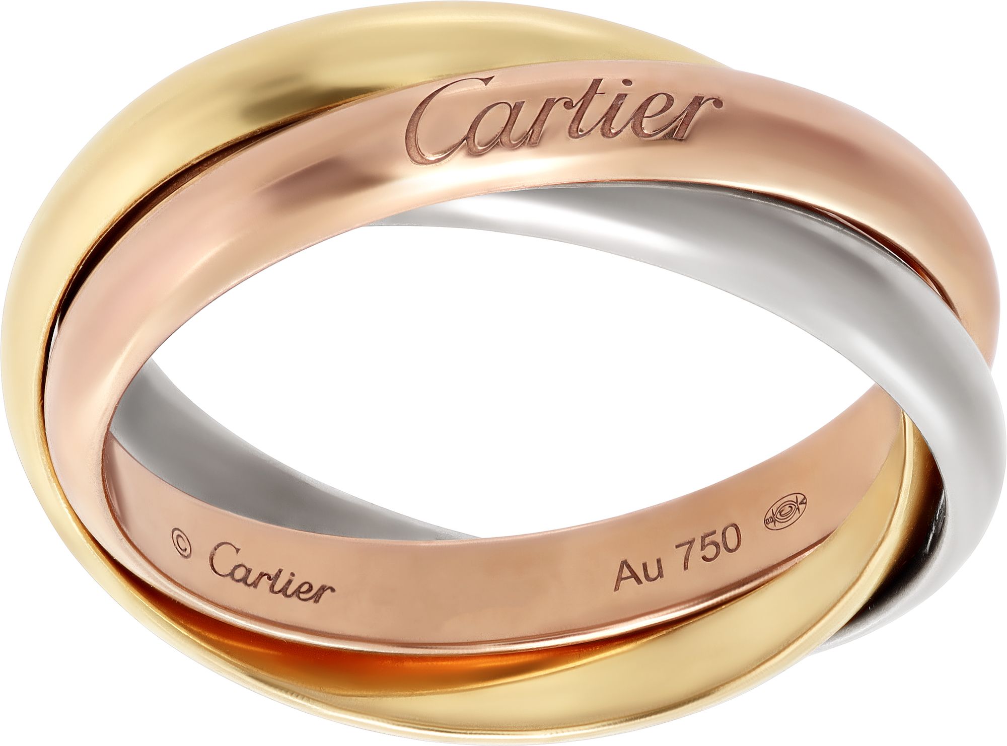【Cartier】Trinity Cushion 指輪 Medium WhiteGold Rose Yellow Cartier Medium White, Yellow and Rose Gold Trinity Ring