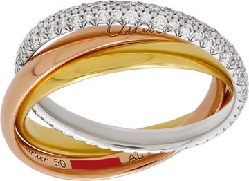Cartier Trinity ring, Small Model, Half-paved size 50 Cartier Trinity ring, Small Model, Half-paved size 50 Ring Collection