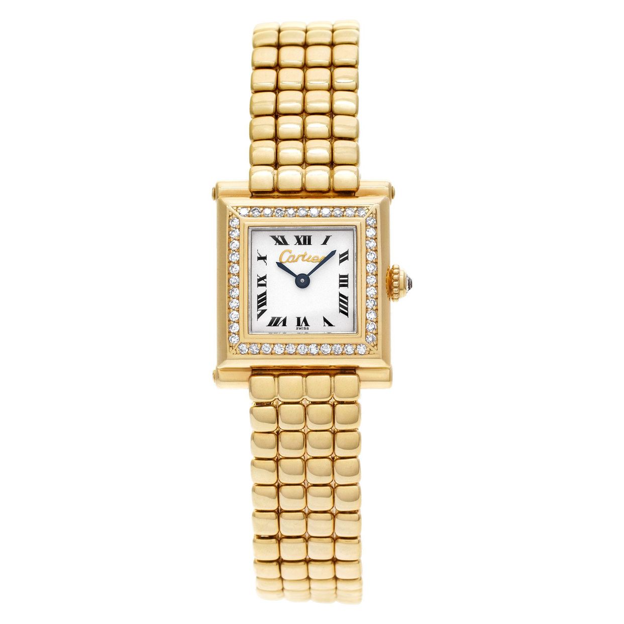 Pre-owned Cartier Trocadero limited edition in 18k White dial,