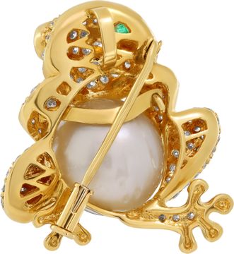 Charming diamond frog in 18k with pave diamonds pendant/brooch