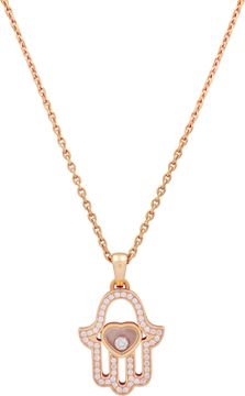 Chopard Hamsa Hand Happy Diamonds Hand Motif Pendant with chain Necklace Collection