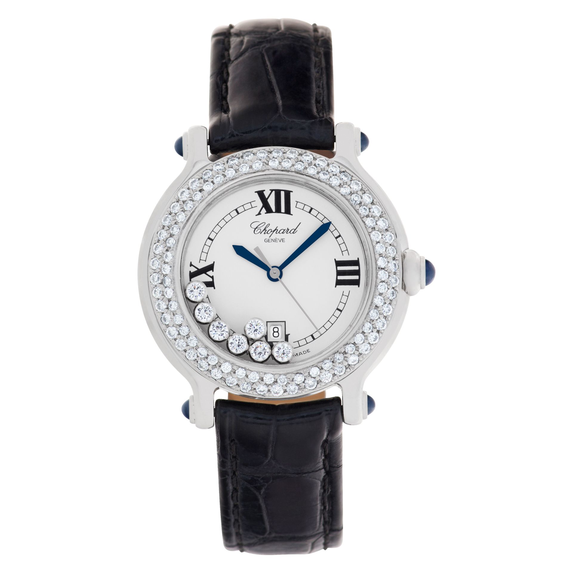 高い品質 8236 Diamond Happy Chopard Used Stainless dial White Steel テレビ台