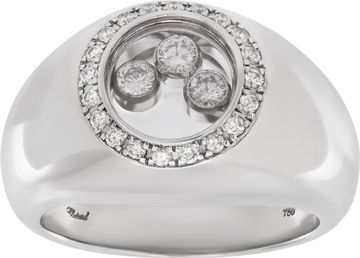 Chopard Happy Diamond Icon Ring 18k White Gold With 3 Floating Diamonds And A Diamond Bezel Ring Collection