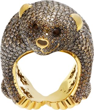Chopard High Jewelry Diamond Bear Ring. 18K & Natural Chocolate & Champagne Diamonds Ring Collection