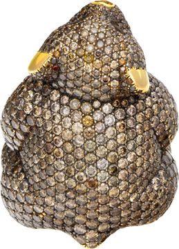 Chopard High Jewelry Diamond Bear Ring. 18K & Natural Chocolate & Champagne Diamonds