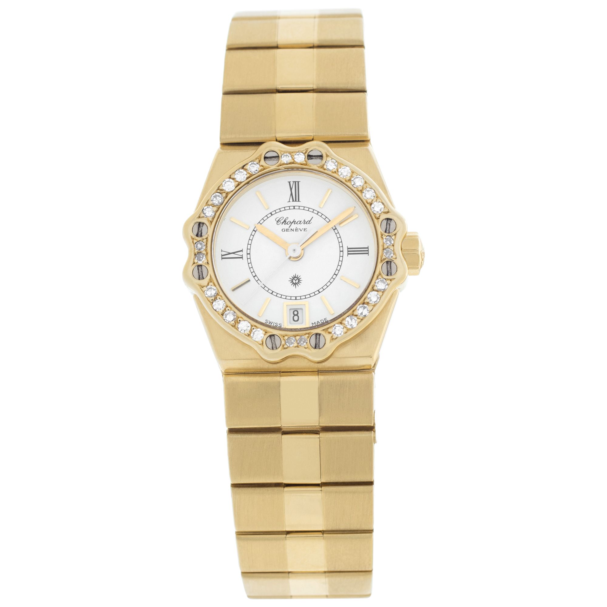 Pre-owned Chopard St. Moritz 5156 18k White dial, diamond be