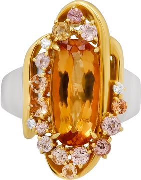 Citrine and Diamond Ring In Platinum and 18k Yellow Gold