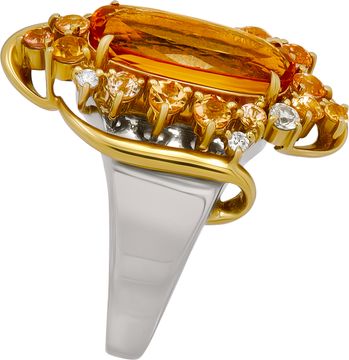 Citrine and Diamond Ring In Platinum and 18k Yellow Gold