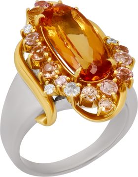 Citrine and Diamond Ring In Platinum and 18k Yellow Gold