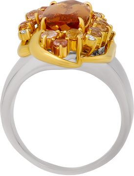 Citrine and Diamond Ring In Platinum and 18k Yellow Gold