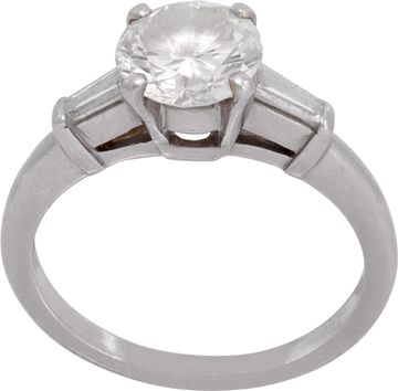 Classic Diamond Ring in platinum. Ring Size: 5 Ring Collection