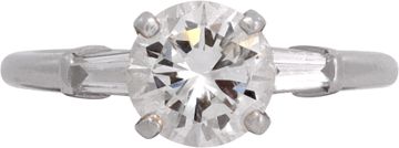 Classic Diamond Ring in platinum. Ring Size: 5