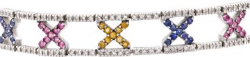 Colorful Sapphire Bracelet accented by pave-set diamonds in 14k white gold