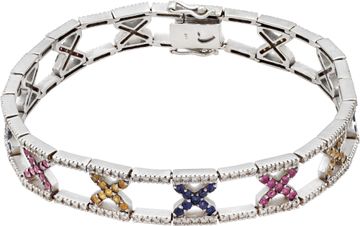 Colorful Sapphire Bracelet accented by pave-set diamonds in 14k white gold Colorful and Flexible Sapphire Bracelet accented by pave-set diamonds in 14k white gold Bracelet Collection