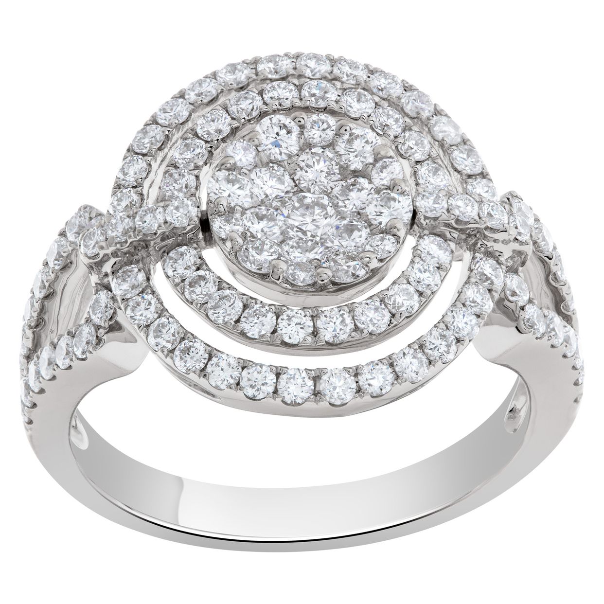 Concentric design diamond ring in 18k white gold | Gray & Sons