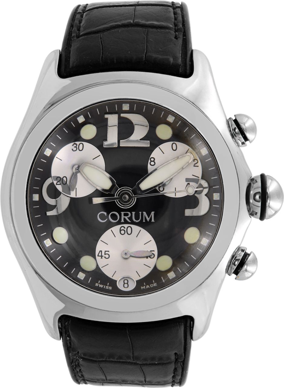 Corum Boutique Bubble Quartz Chronograph Black/Silver Dial SS Case White Leather Corum Bubble Chronograph 396.150.20 SS x Leather Quartz  main image 2