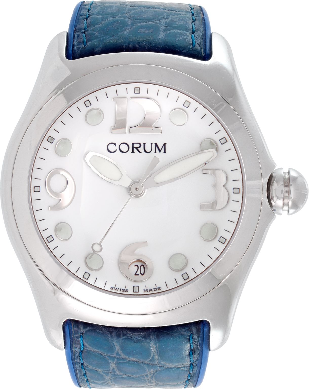 Corum Boutique Bubble Quartz Chronograph Black/Silver Dial SS Case White Leather CORUM BUBBLE 43MM CHRONOGRAPH QUARTZ IMPECAVEL !!! *PREÇO: R  main image 2