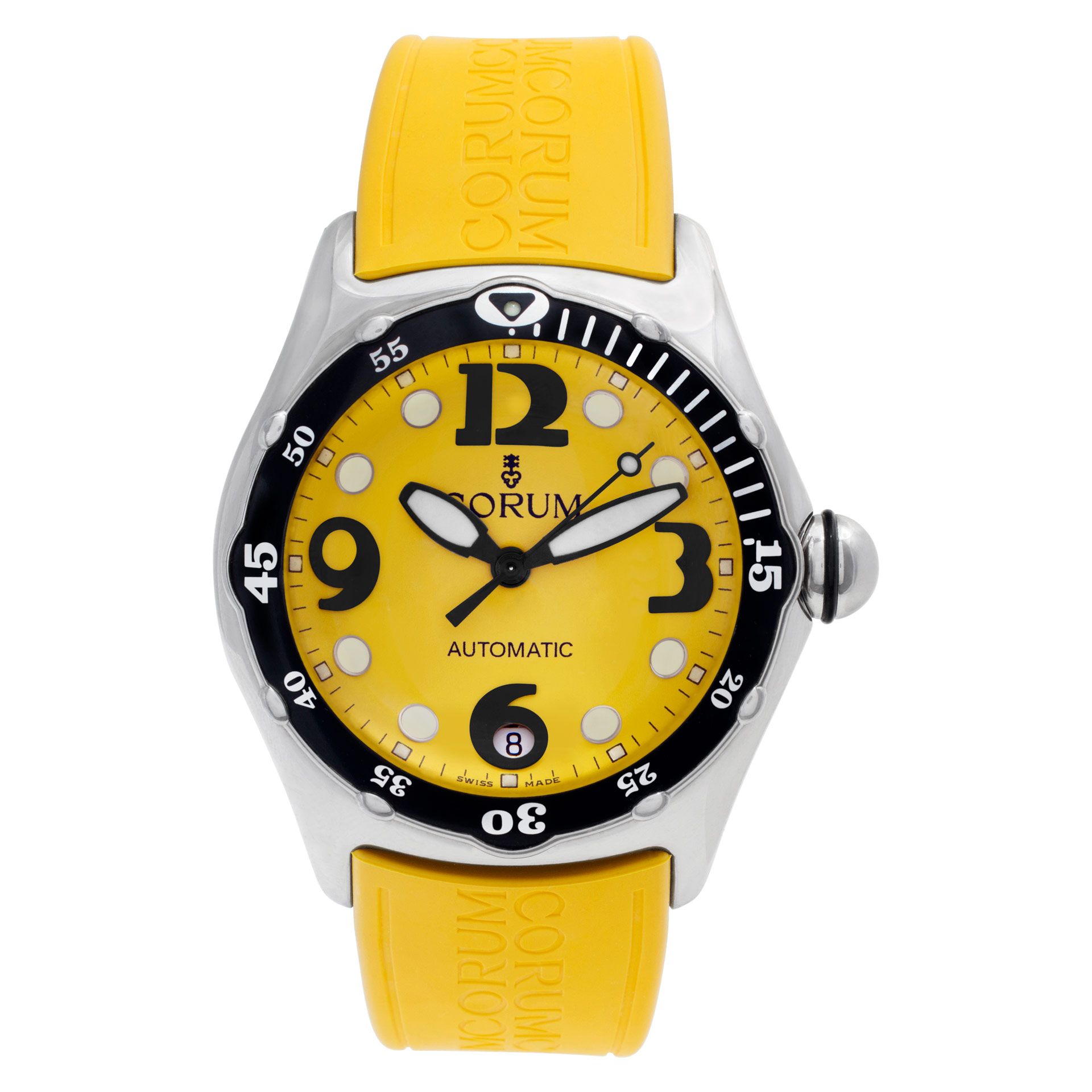 Pre-owned Corum Bubble 82.180.20 Stainless Steel Yellow dial