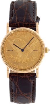 Corum $10 Coin 18k Gold dial 28mm Quartz watch