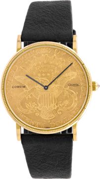 Corum $20 gold piece 1891 18k Yellow Gold 18k Gold dial 35mm Quartz watch Corum $20 gold piece 35mm 1891 Mens Watch Collection