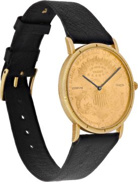 Corum $20 gold piece 1891 18k Yellow Gold 18k Gold dial 35mm Quartz watch
