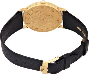 Corum $20 gold piece 1891 18k Yellow Gold 18k Gold dial 35mm Quartz watch