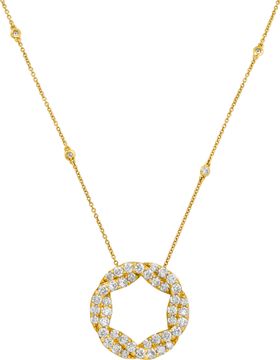 Criss Cross Round Diamond Pendant on a Diamond by the Yard Necklace in 14k Criss Cross Round Diamond Pendant with a Diamond by the Yard Necklace in 14k yellow gold Necklace Collection