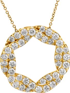 Criss Cross Round Diamond Pendant on a Diamond by the Yard Necklace in 14k