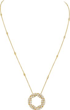 Criss Cross Round Diamond Pendant on a Diamond by the Yard Necklace in 14k