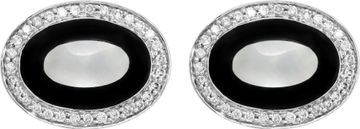 Cufflinks with MOP, diamonds and onyx in 18k white gold