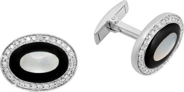 Cufflinks with MOP, diamonds and onyx in 18k white gold
